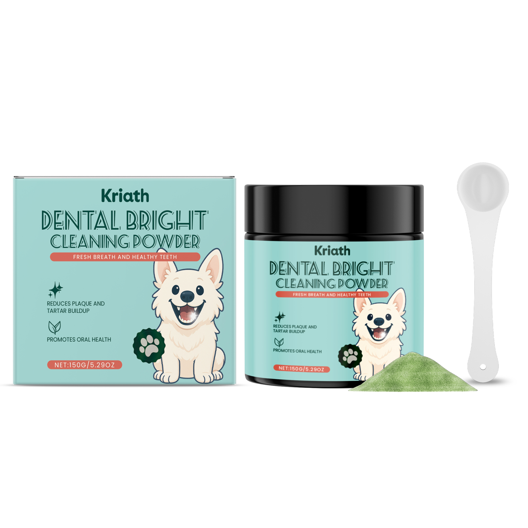 Kriath Dog Dental Cleaning Powder: Gentle formula for fresh, clean teeth, daily dog ​​dental care product.-CLEJOY
